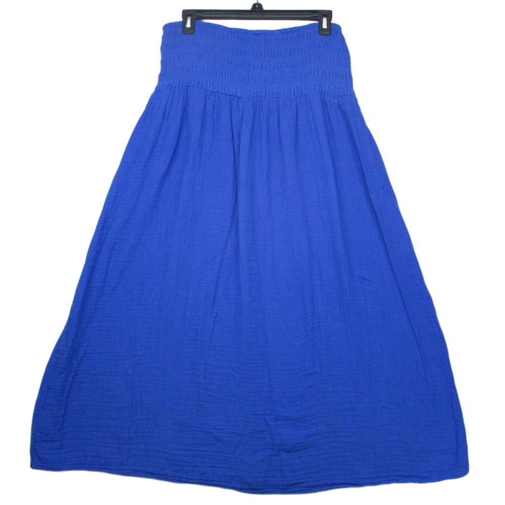 OLD NAVY Blue Bohemian Flowy Smocked‎ Strapless Dress Womens Size M